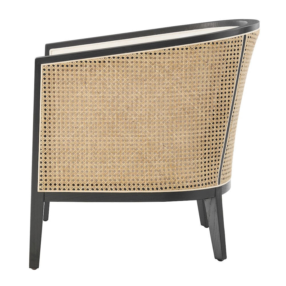 Tillman Linen Accent Arm Chair w/ Rattan. Picture 3