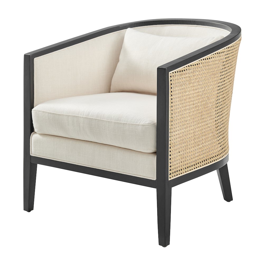 Tillman Linen Accent Arm Chair w/ Rattan. Picture 1