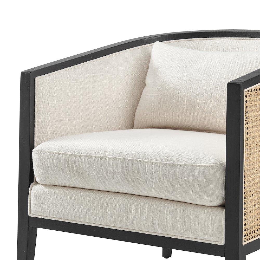 Tillman Linen Accent Arm Chair w/ Rattan. Picture 7