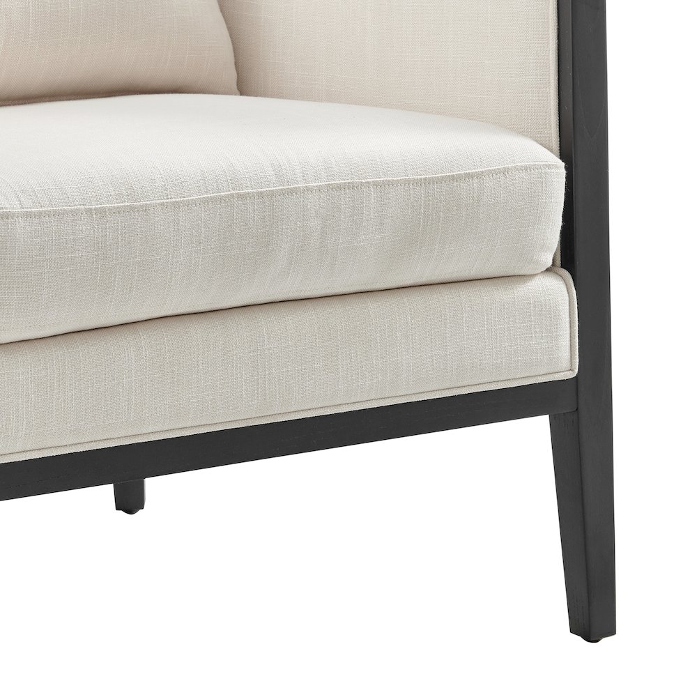 Tillman Linen Accent Arm Chair w/ Rattan. Picture 8