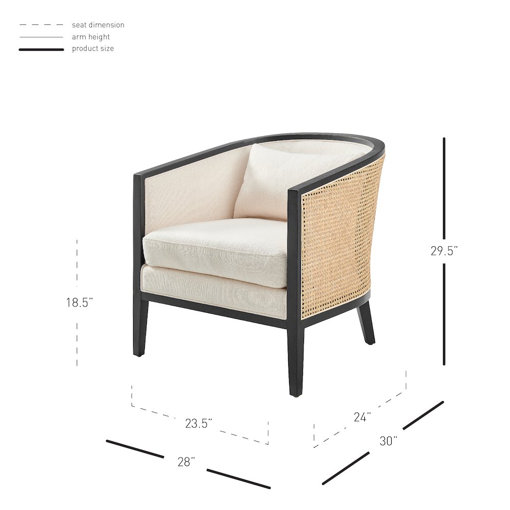 Tillman Linen Accent Arm Chair w/ Rattan. Picture 13