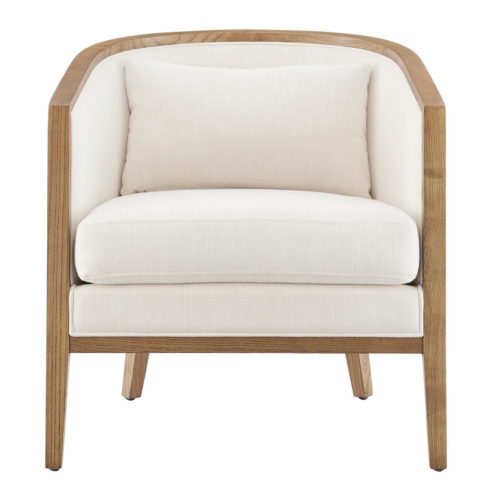 Tillman Linen Accent Arm Chair w/ Rattan. Picture 2