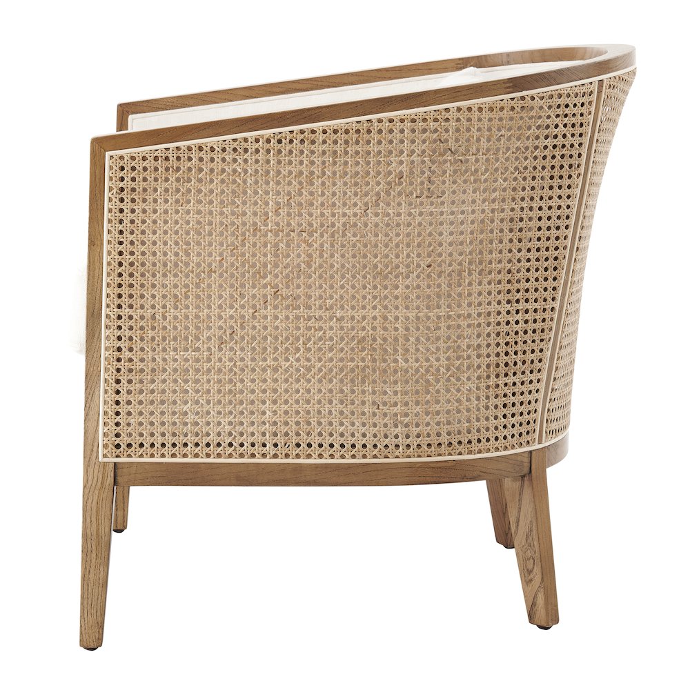 Tillman Linen Accent Arm Chair w/ Rattan. Picture 3