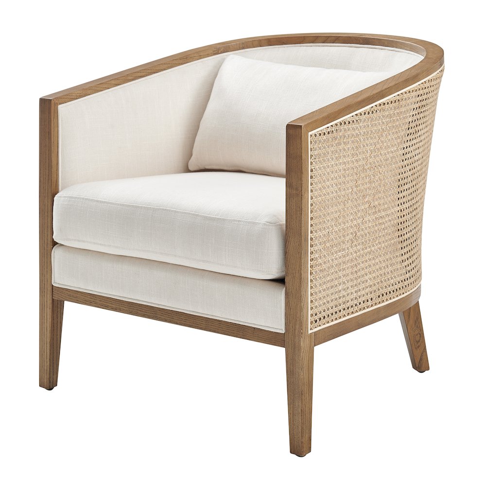 Tillman Linen Accent Arm Chair w/ Rattan. Picture 1