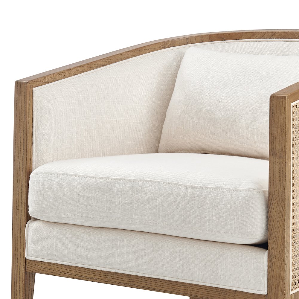 Tillman Linen Accent Arm Chair w/ Rattan. Picture 7