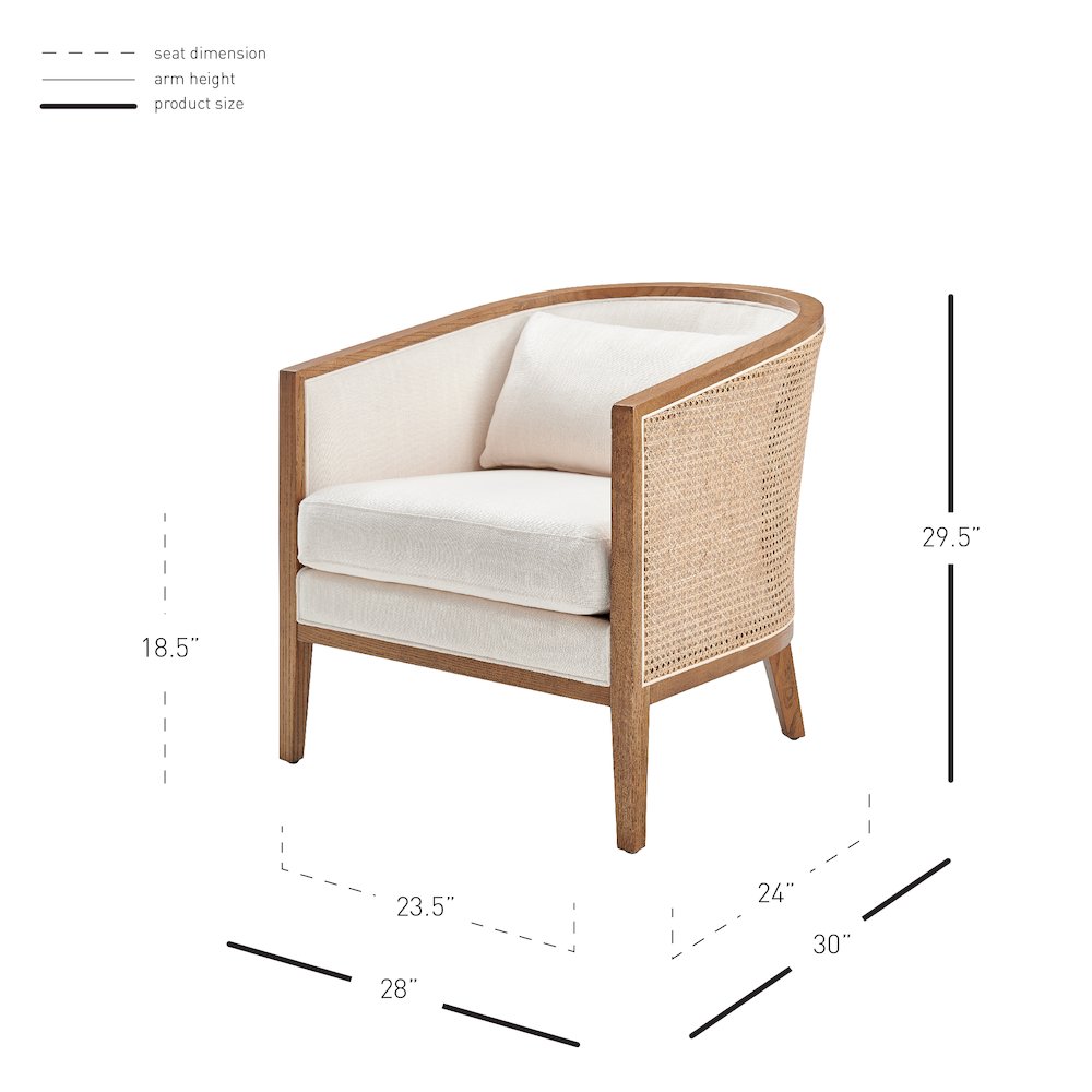 Tillman Linen Accent Arm Chair w/ Rattan. Picture 13