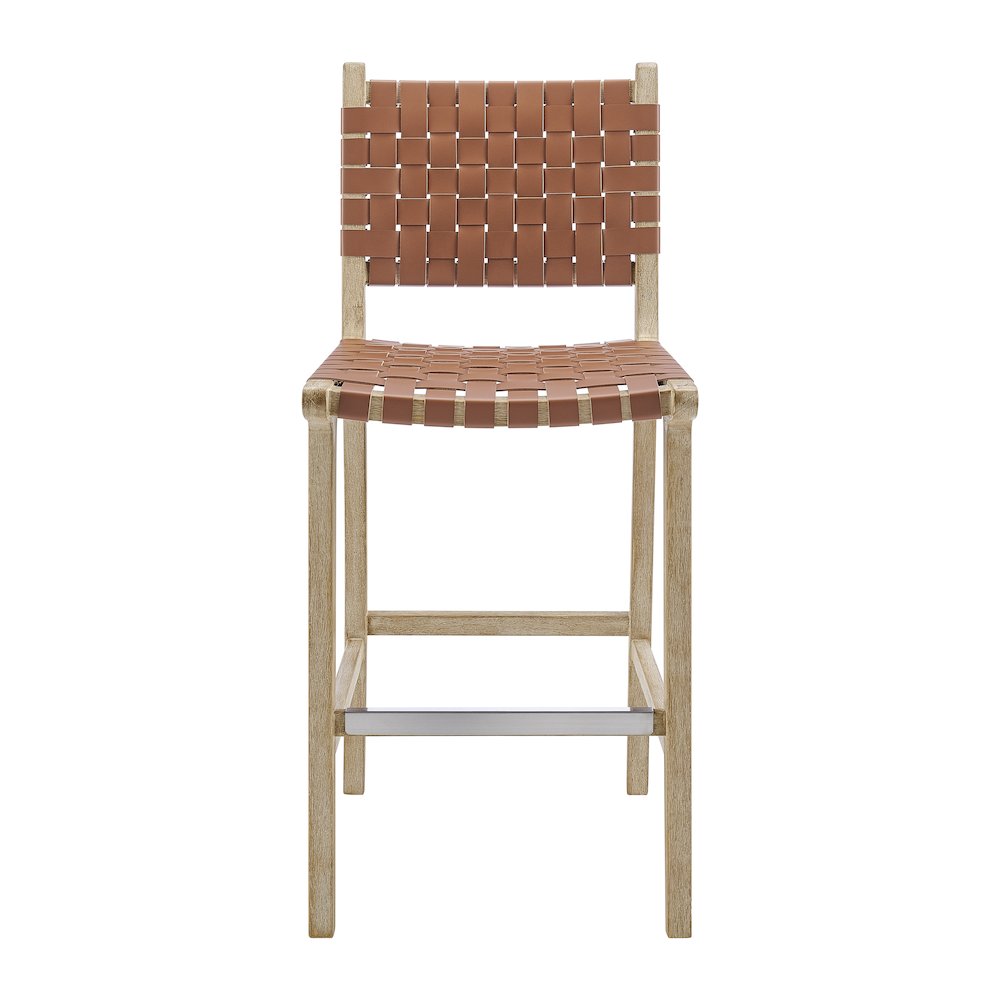 Marco Faux Leather Counter Stool Drift Wood Frame. Picture 2