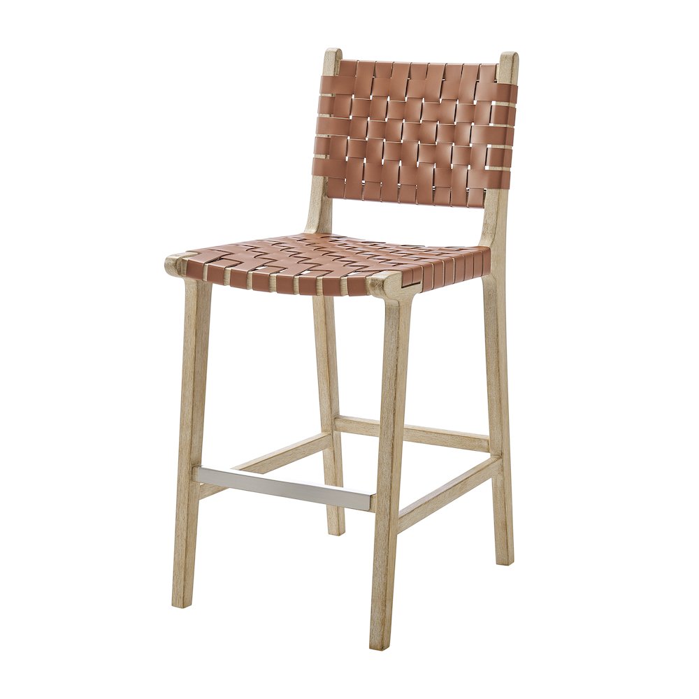 Marco Faux Leather Counter Stool Drift Wood Frame. Picture 1
