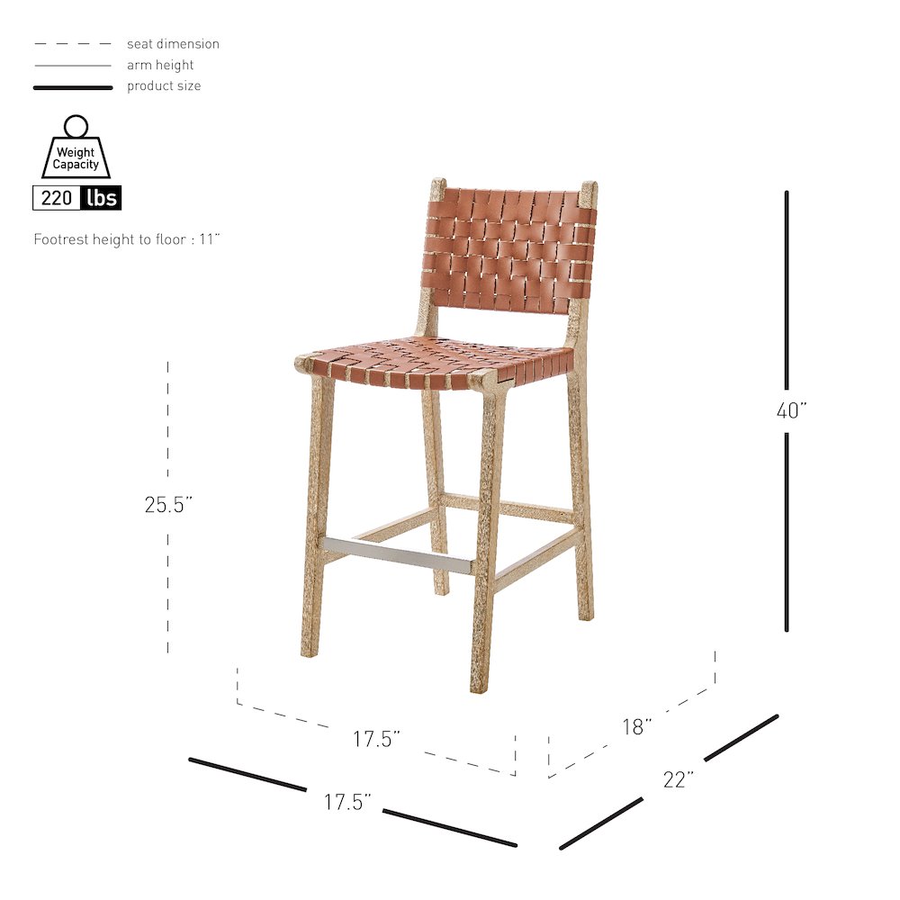 Marco Faux Leather Counter Stool Drift Wood Frame. Picture 11