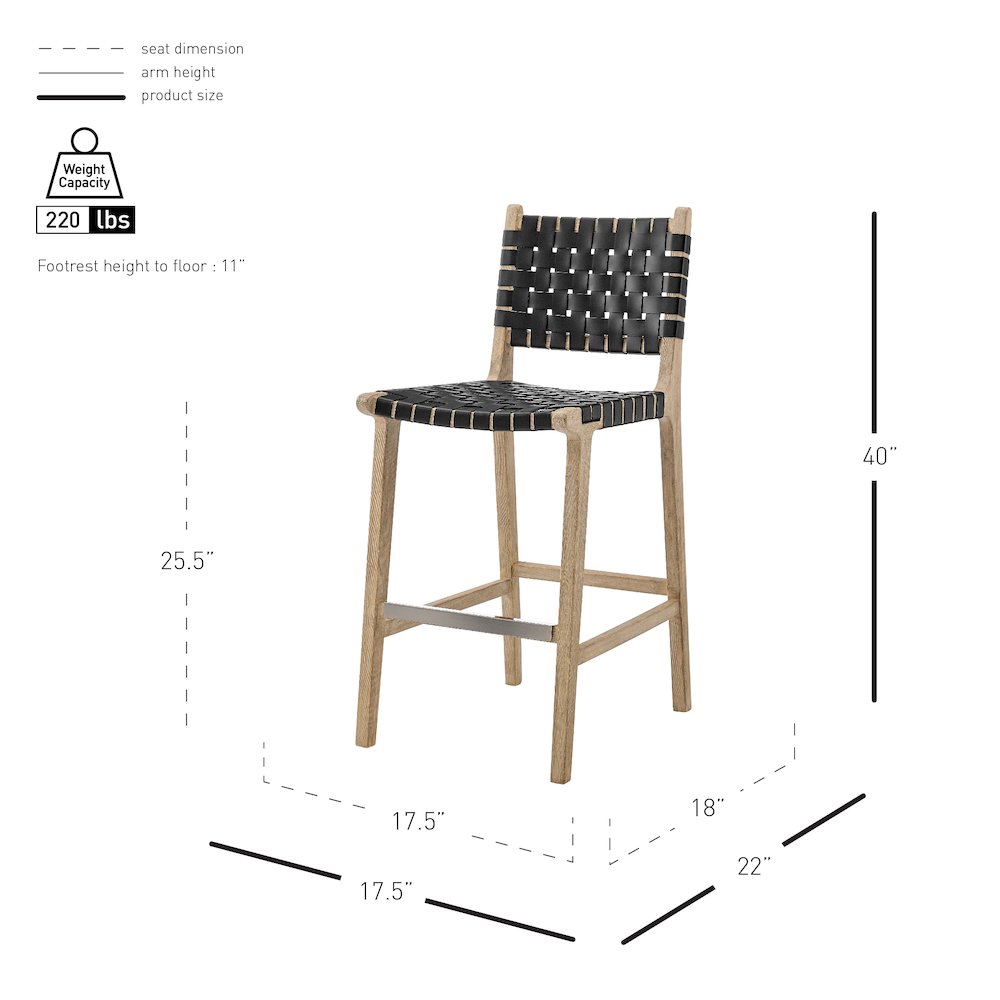 Marco Faux Leather Counter Stool Drift Wood Frame. Picture 11