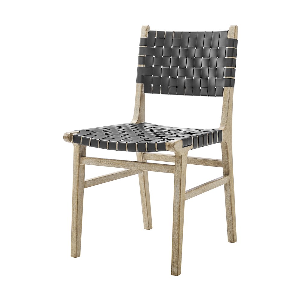 Marco Faux Leather Dining Side Chair Drift Wood Frame, (Set of 2). Picture 1