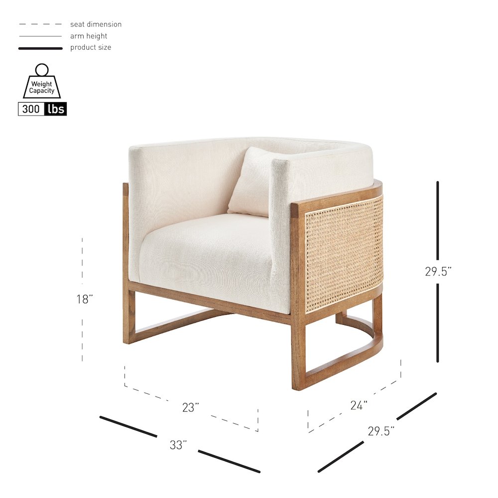 Velma Linen Accent Arm Chair w/ Rattan. Picture 12