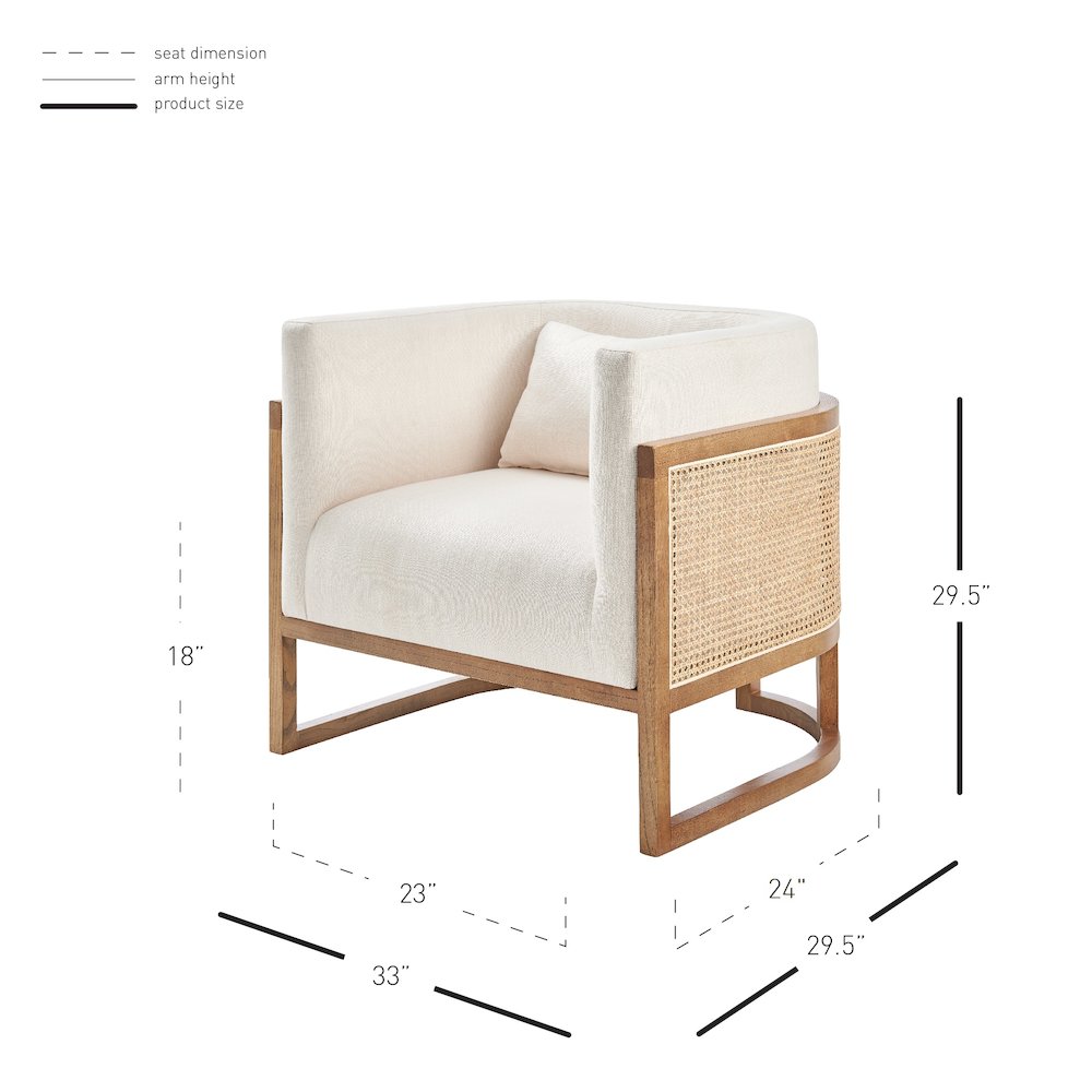 Velma Linen Accent Arm Chair w/ Rattan. Picture 13