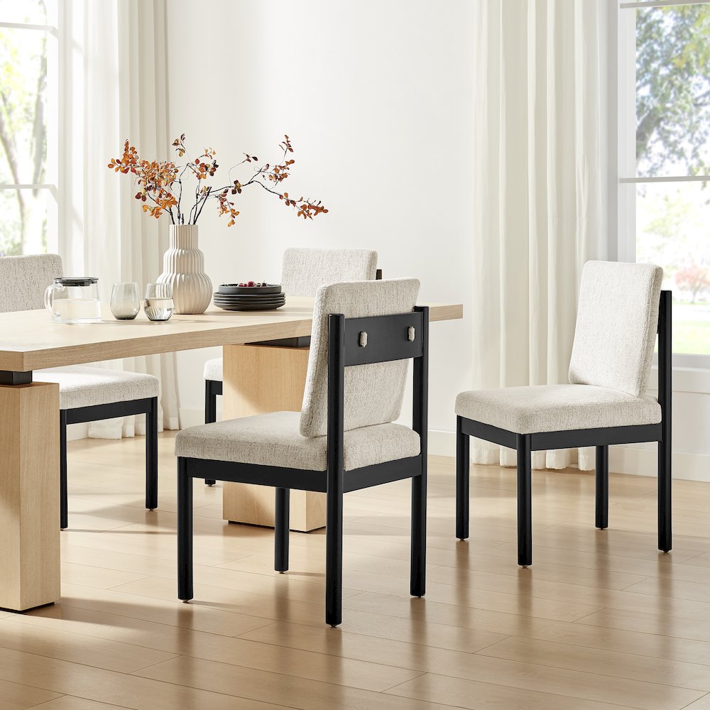 Melvin Chenille Dining Side Chair Black Frame, (Set of 2). Picture 10