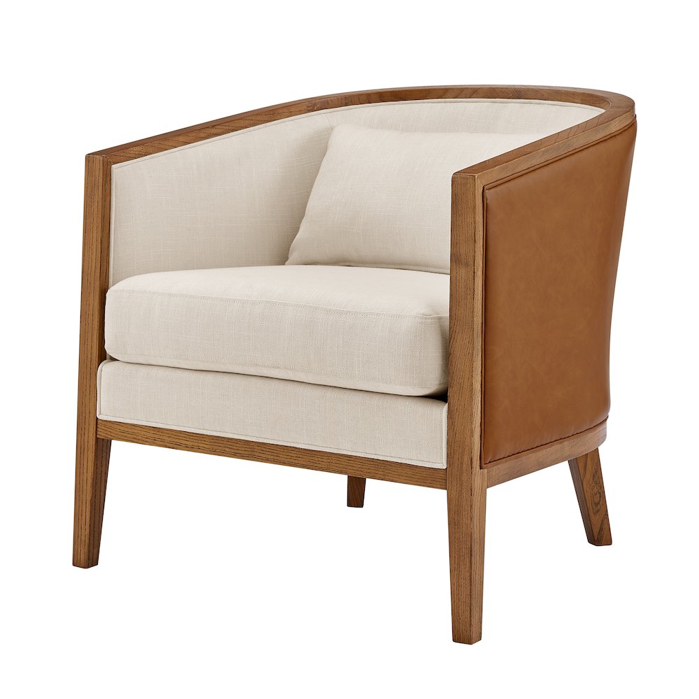 Tillman Faux Leather/Linen Accent Arm Chair. Picture 1