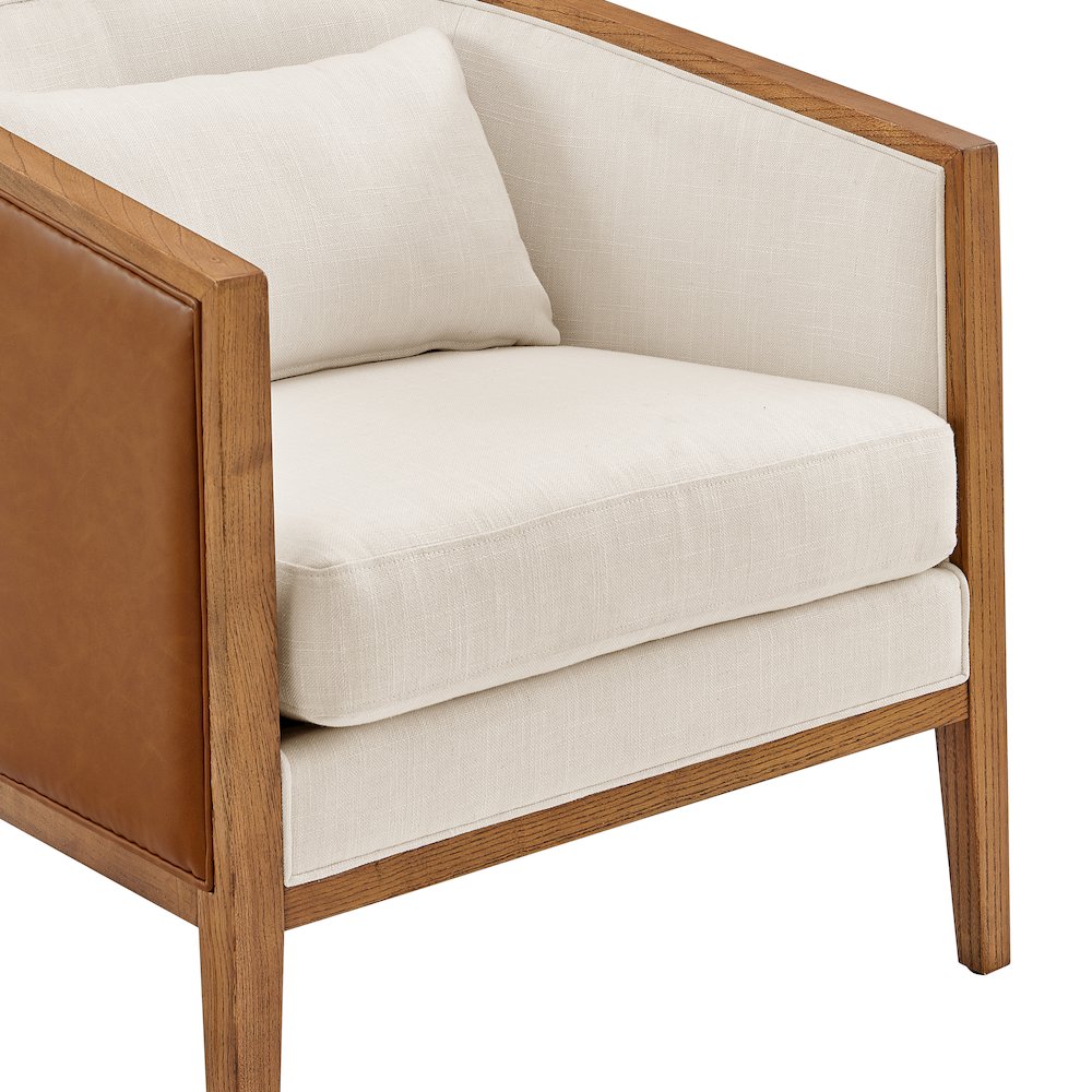 Tillman Faux Leather/Linen Accent Arm Chair. Picture 7