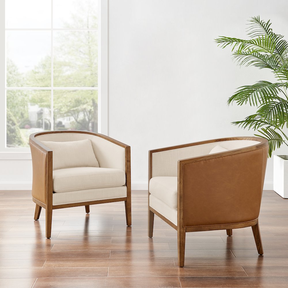 Tillman Faux Leather/Linen Accent Arm Chair. Picture 11