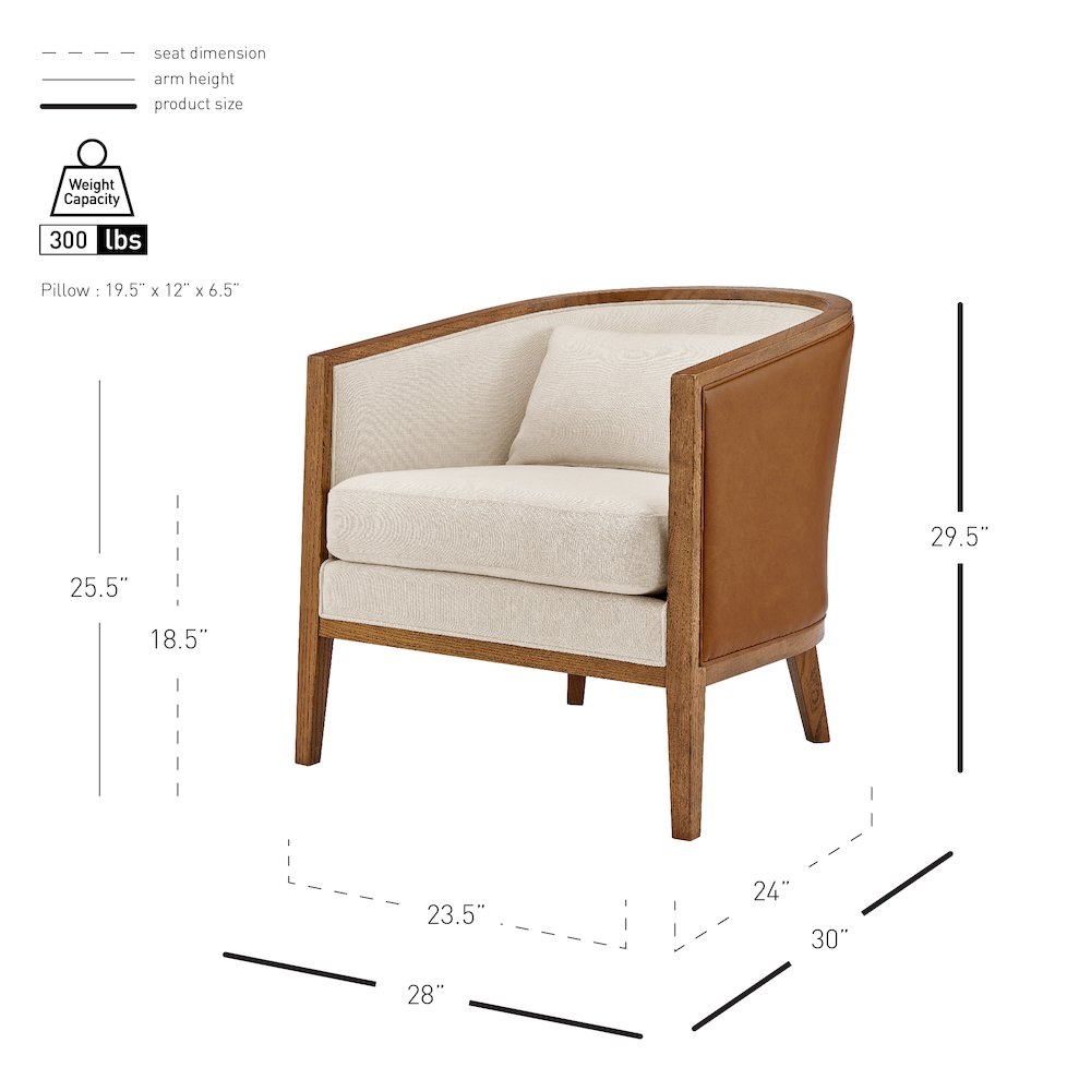 Tillman Faux Leather/Linen Accent Arm Chair. Picture 12