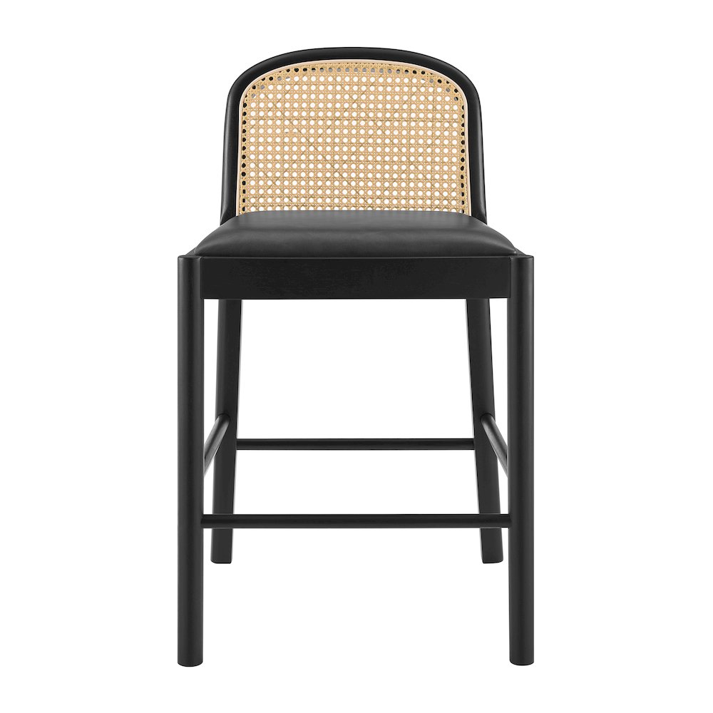 Donna Faux Leather Rattan Counter Stool, (Set of 2). Picture 2