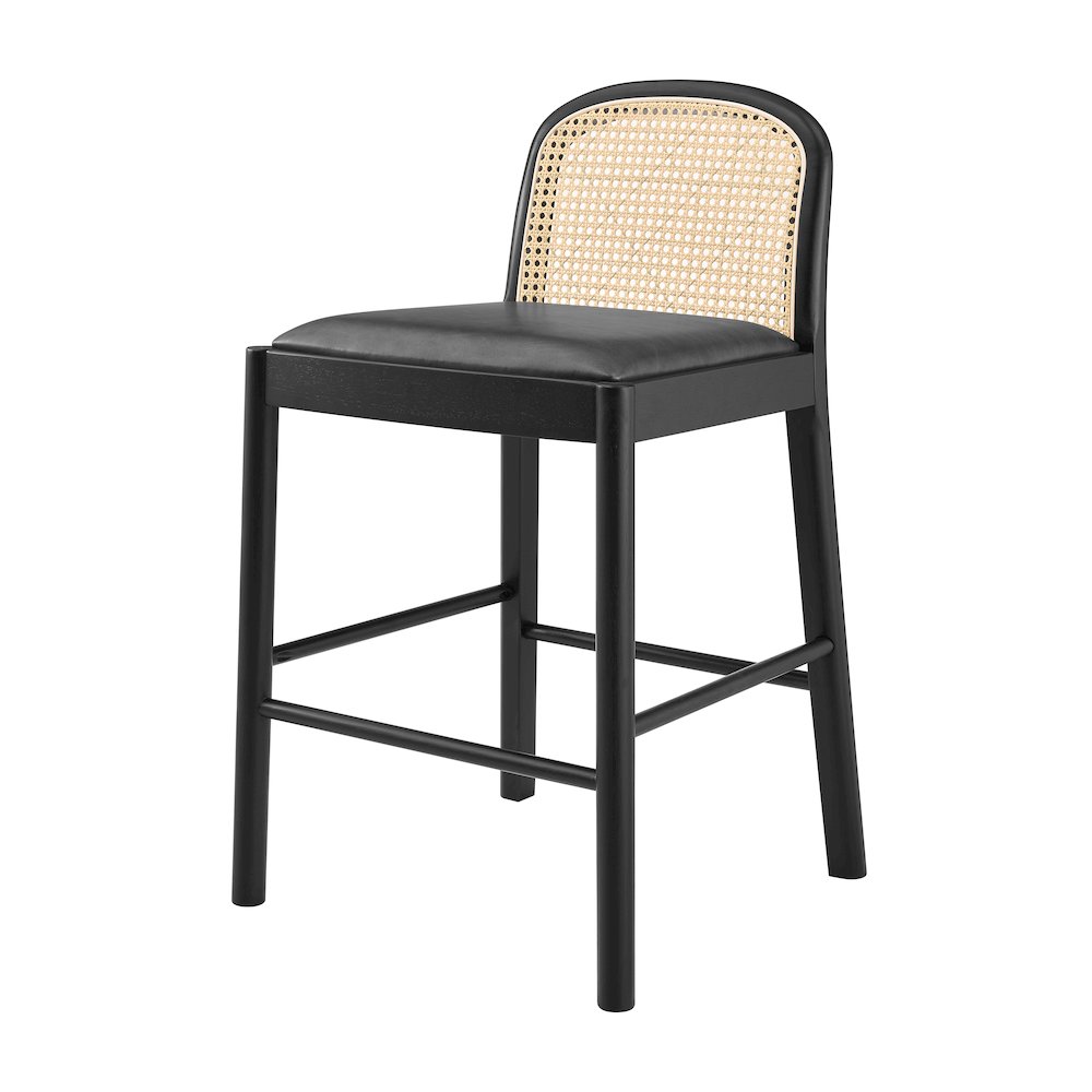 Donna Faux Leather Rattan Counter Stool, (Set of 2). Picture 1