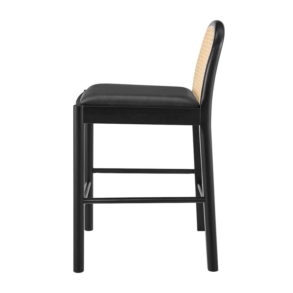 Donna Faux Leather Rattan Counter Stool, (Set of 2). Picture 3