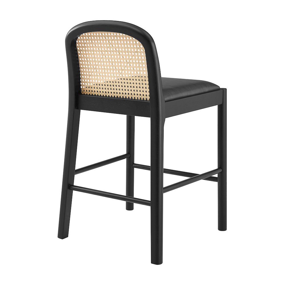 Donna Faux Leather Rattan Counter Stool, (Set of 2). Picture 5