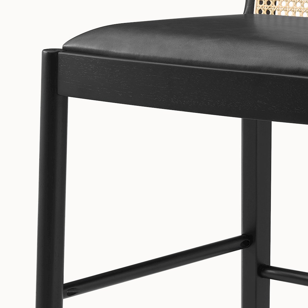 Donna Faux Leather Rattan Counter Stool, (Set of 2). Picture 7