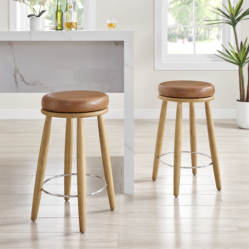 Deandre Faux Leather Backless Swivel Counter Stool. Picture 9