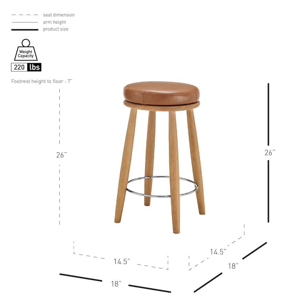 Deandre Faux Leather Backless Swivel Counter Stool. Picture 10