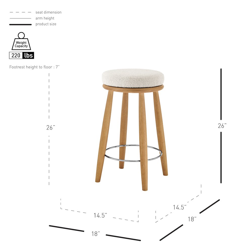 Deandre Boucle Backless Swivel Counter Stool. Picture 10