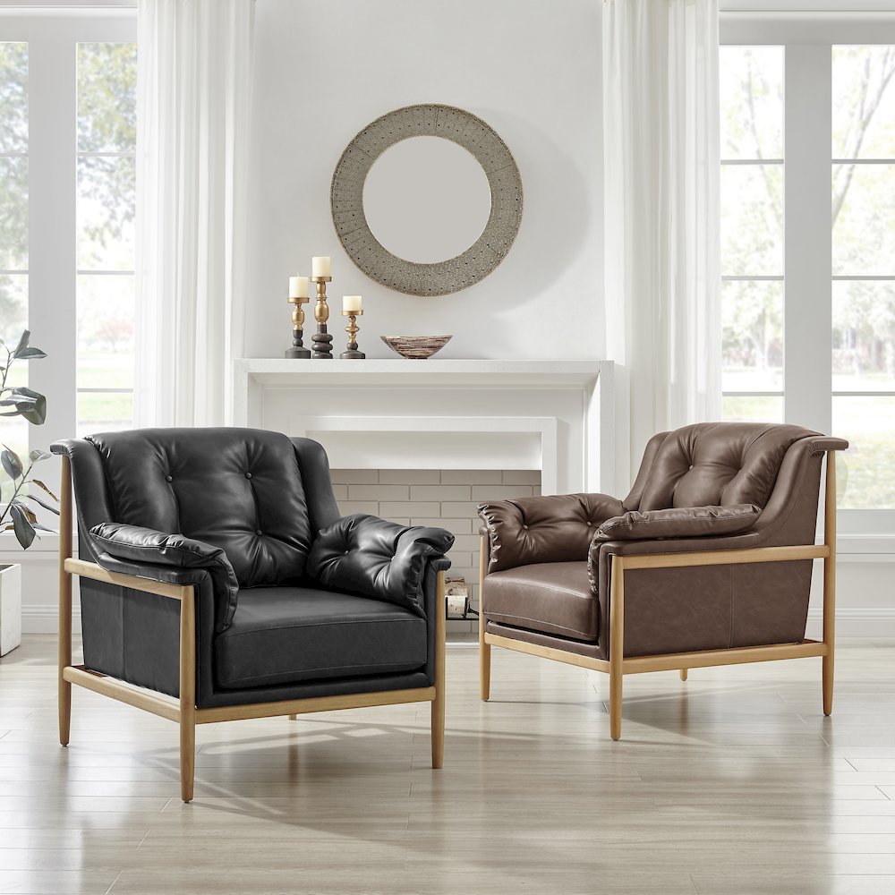Larry Faux Leather Tufted Accent Arm Chair. Picture 10