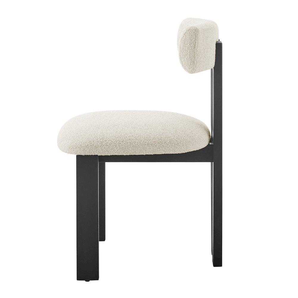 Hailey Boucle Dining Side Chair Black Frame, (Set of 2). Picture 3