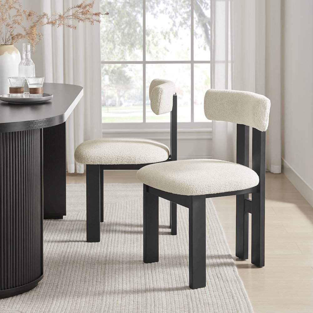 Hailey Boucle Dining Side Chair Black Frame, (Set of 2). Picture 10