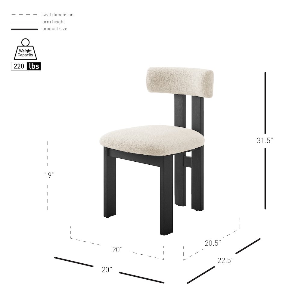 Hailey Boucle Dining Side Chair Black Frame, (Set of 2). Picture 11
