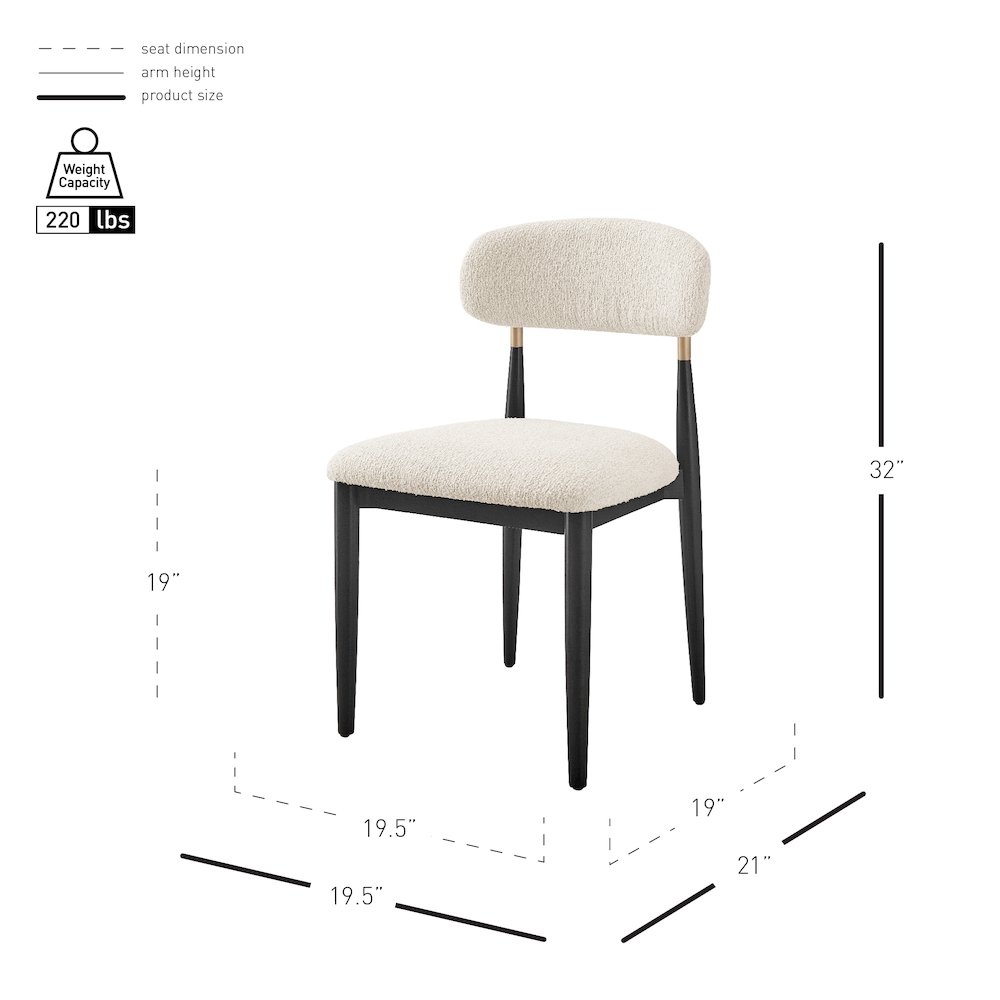 Verna Boucle Dining Side Chair Black Frame, (Set of 2). Picture 11