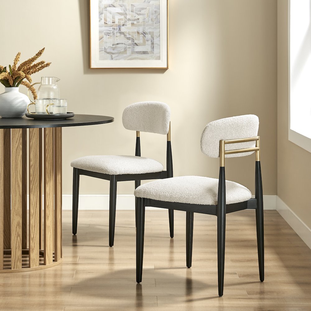 Verna Boucle Dining Side Chair Black Frame, (Set of 2). Picture 10