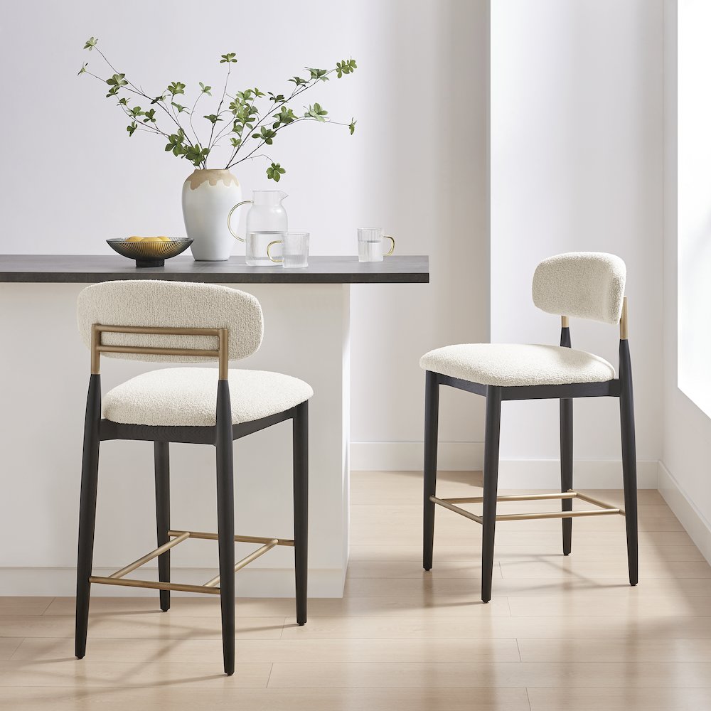 Verna Boucle Counter Stool Black Frame. Picture 10