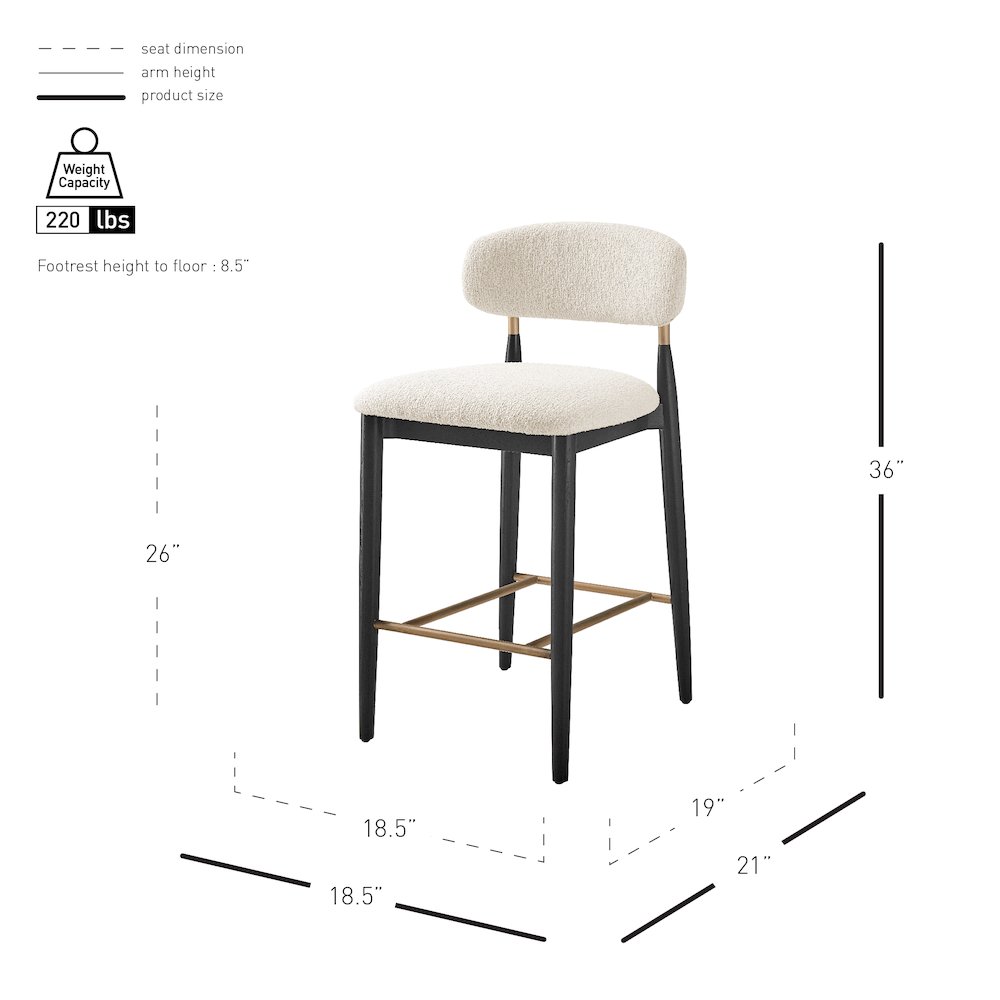 Verna Boucle Counter Stool Black Frame. Picture 11