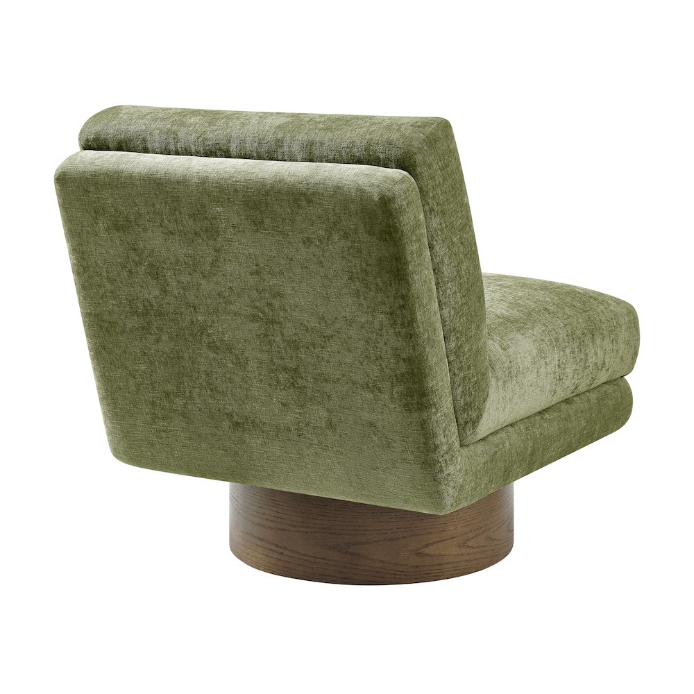Zenda Chenille Swivel Accent Chair w/ Wooden Base. Picture 5