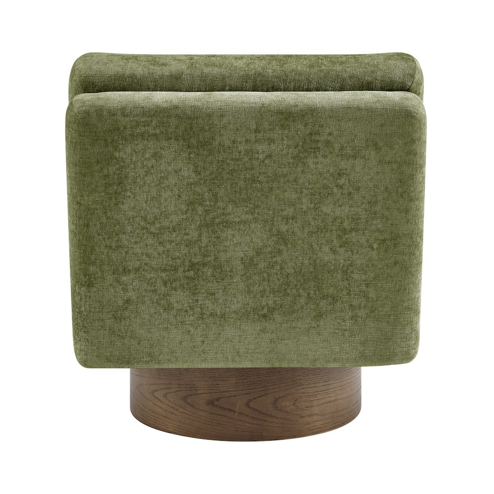 Zenda Chenille Swivel Accent Chair w/ Wooden Base. Picture 4