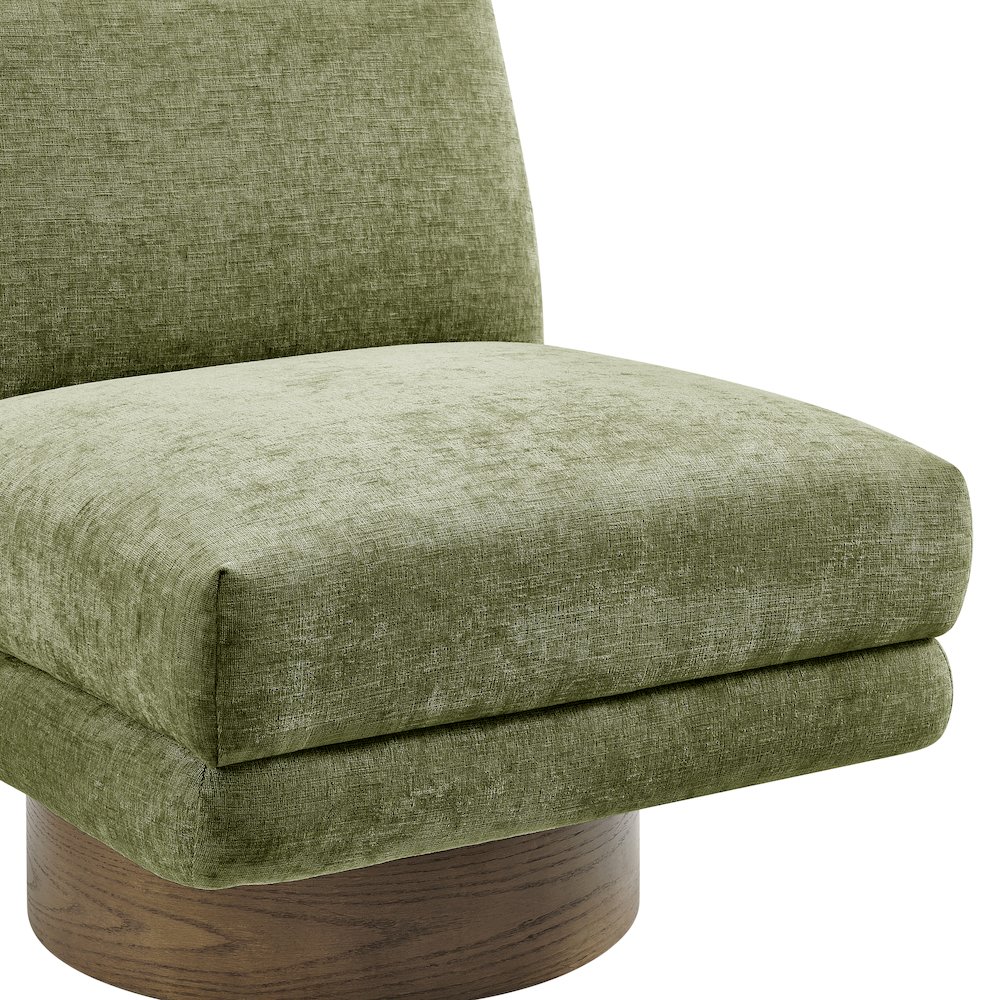 Zenda Chenille Swivel Accent Chair w/ Wooden Base. Picture 7