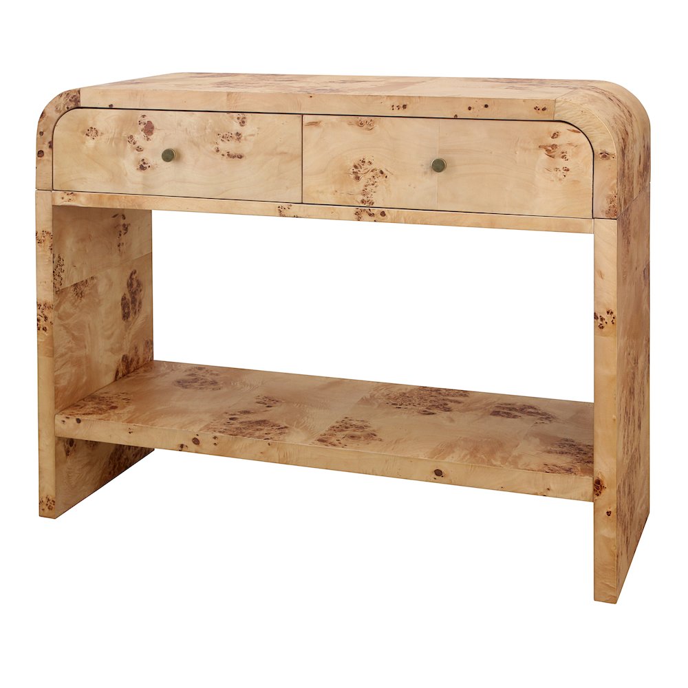 Veyra Burl 2-Drawer Console Table - Natural Burl. Picture 1