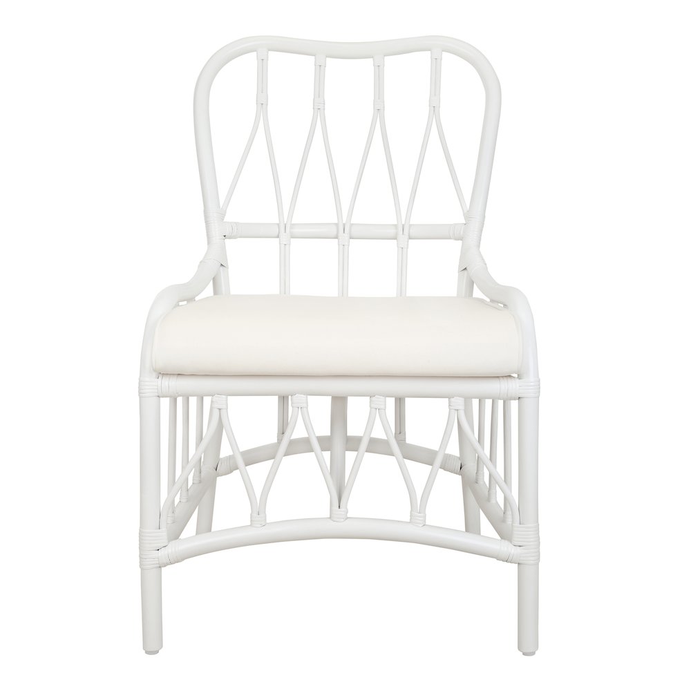 Ayanna Rattan Dining Side Chair - White. Picture 3