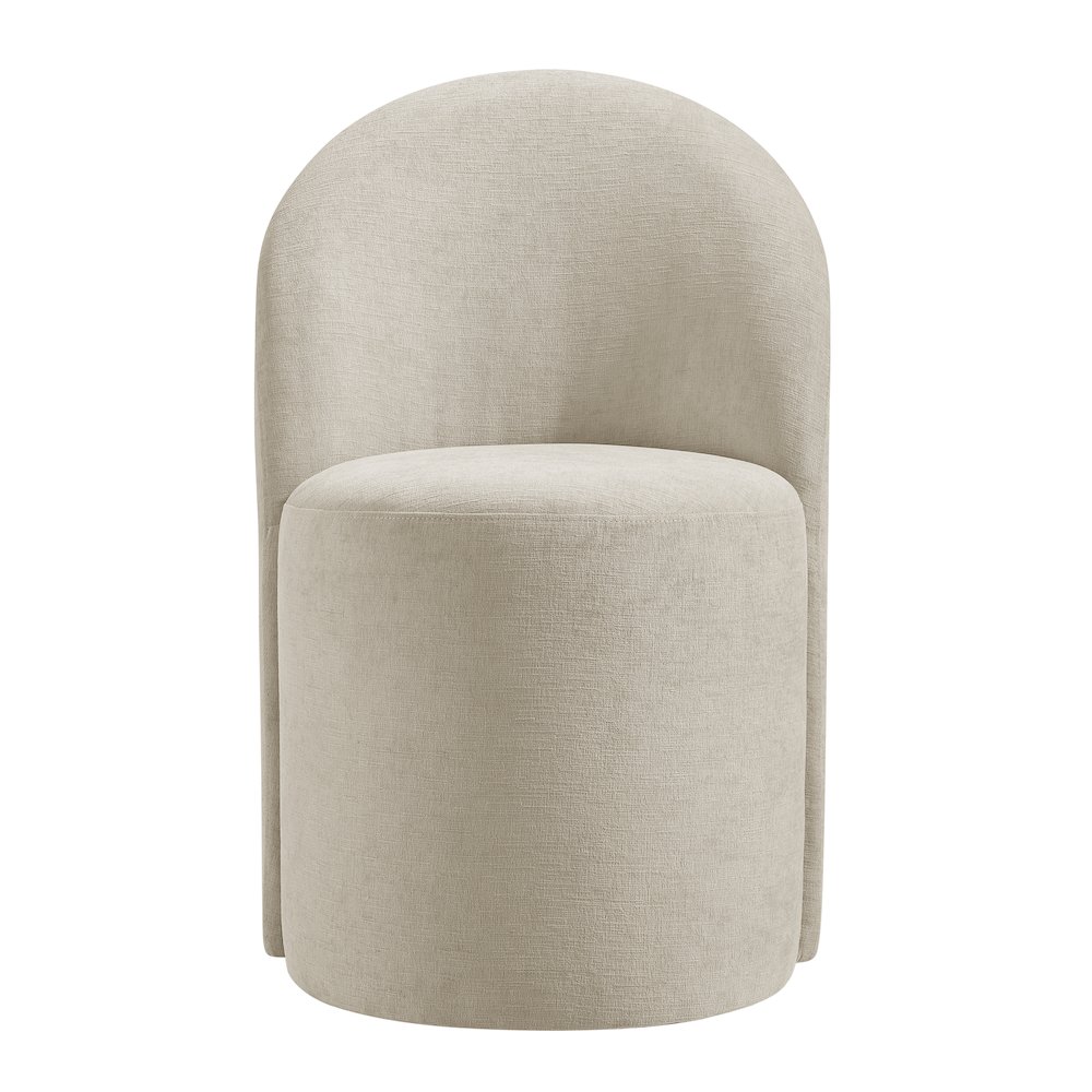 Cabrina Dining Side Chair w/ Casters - Millburry Beige Chenille. Picture 4