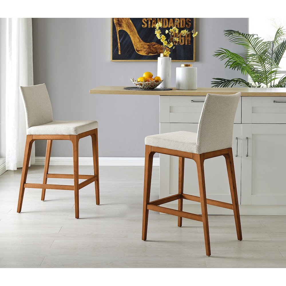Devon Fabric Counter Stool Walnut Legs, (Set of 2). Picture 6