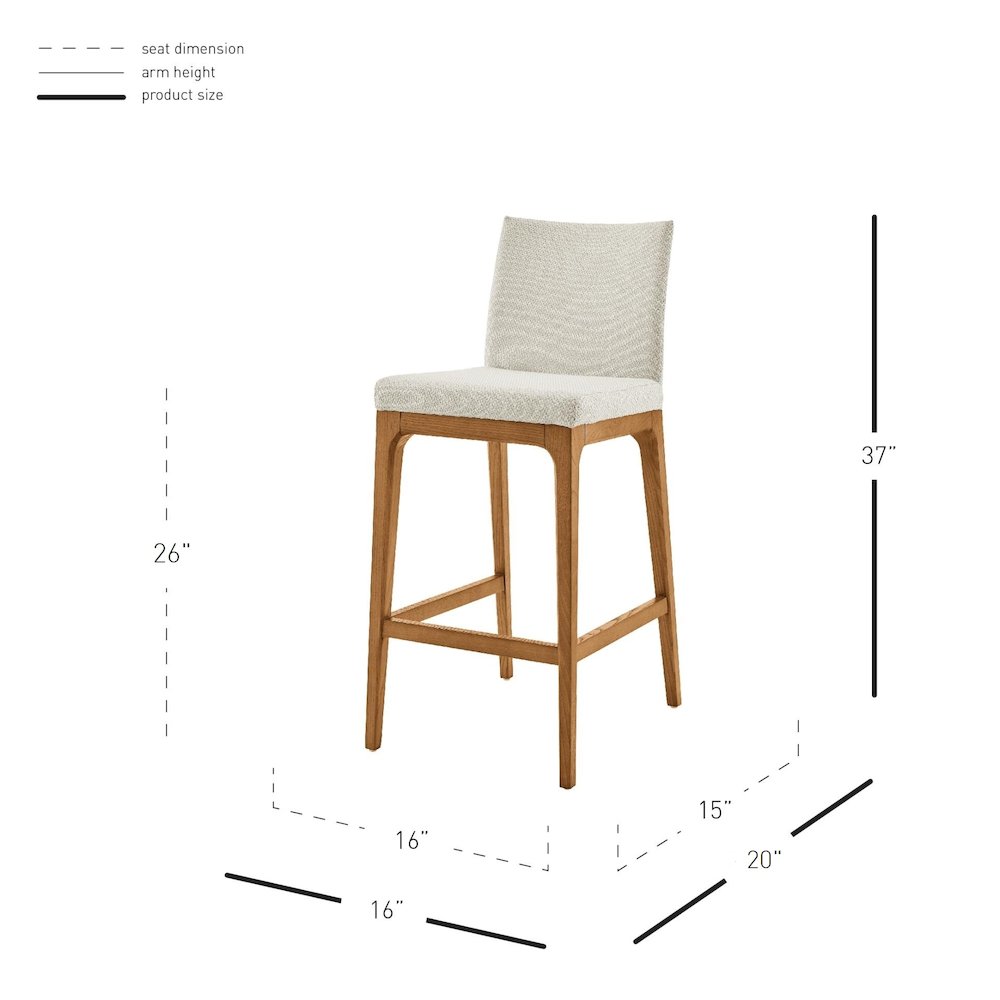 Devon Fabric Counter Stool Walnut Legs, (Set of 2). Picture 8