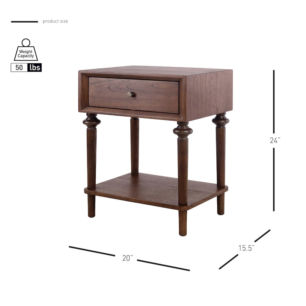 Romilda 1-Drawer Accent Table - Walnut. Picture 13