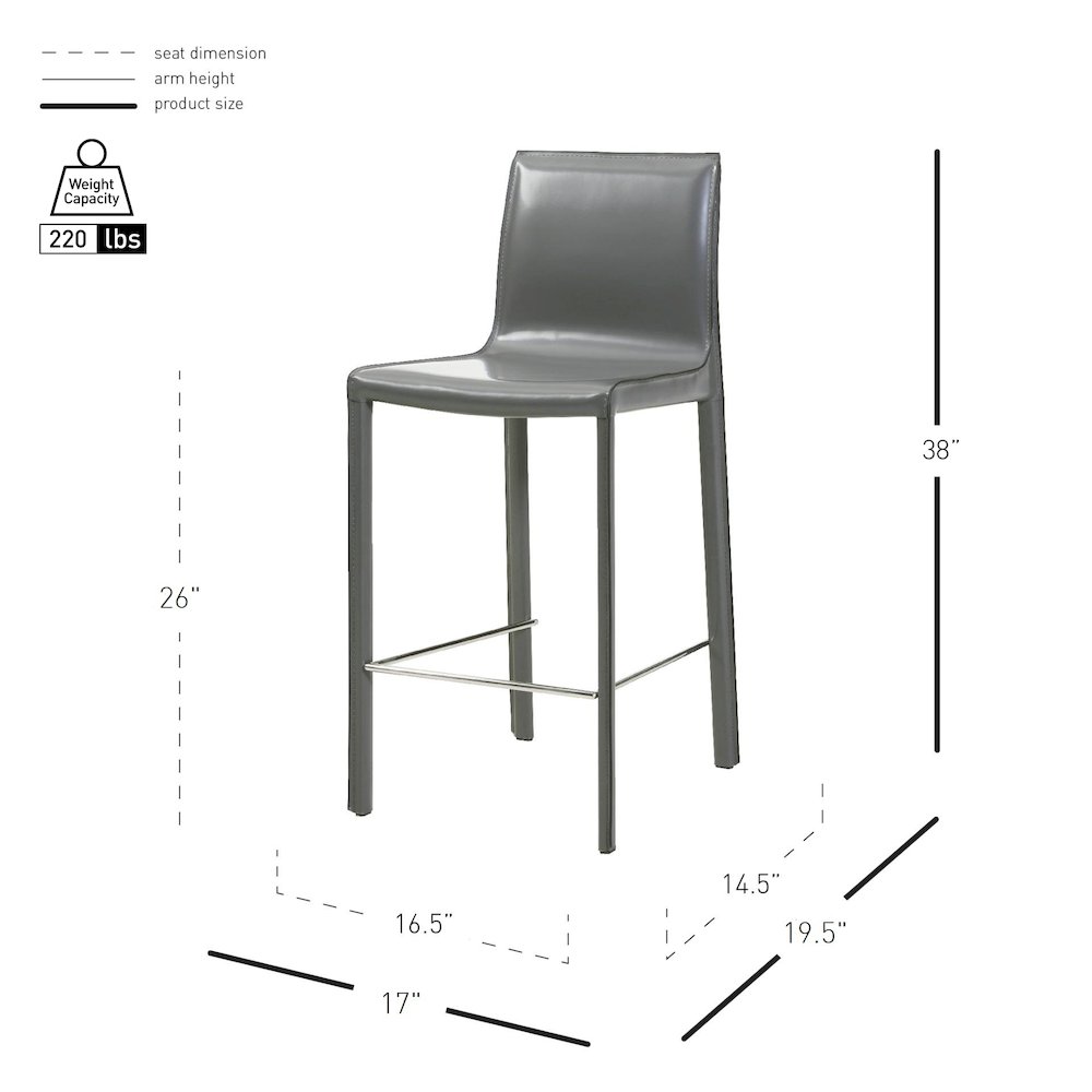 Gervin Recycled Leather Counter Stool, (Set of 2). Picture 7