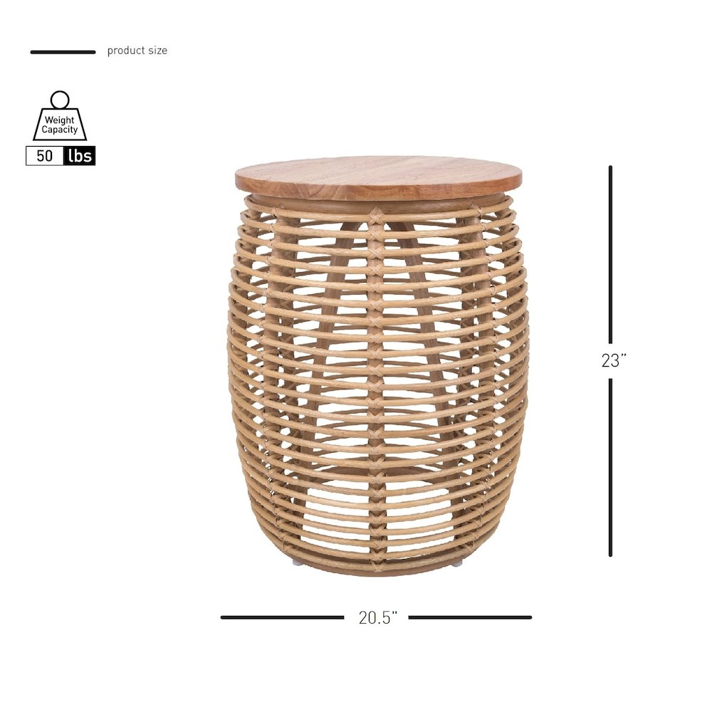 Iris Round Rattan End Table. Picture 5