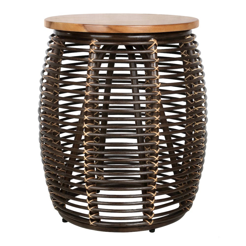 Iris Rattan Side/End Table with Wood Top. Picture 1